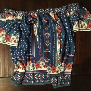 PRICE DROP! Off the shoulder tropical top!